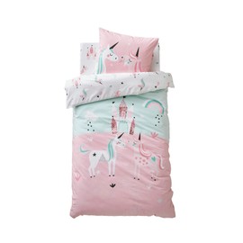 Vertbaudet Girls' Bedding Set Unicorns Soft Pink 140 x 200 cm 50 x 75 cm