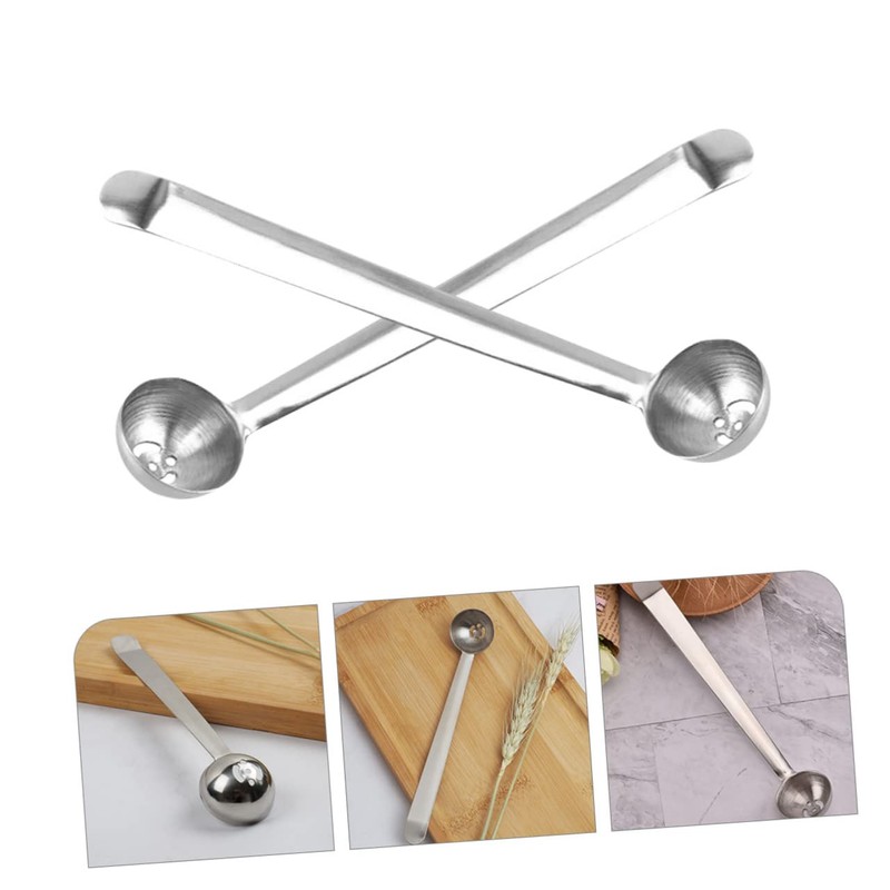 Mikinona 2pcs Stainless Steel Olive Spoon Slotted Cherry Strainer Serving