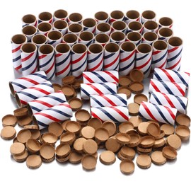 Faccito 50 Pcs Red White Blue Firework Tubes 1" x 2-1/2" x 3/32" Stick Fireworks Pyro Tubes and End Plugs for 4th of July Patriotic Party Decor