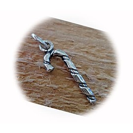 New Sterling Silver 3D 25x8mm Candy Cane Christmas Charm CII0831SEE