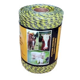 Farmerry Portable Electric Fence Polywire with 6 Conductors, Yellow and Black, 656 Feet, 200 Meters