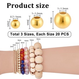 PH PandaHall Pack of 60 24K Gold-Plated 925 Sterling Silver Beads, 3 Sizes, Golden Beads, 2/3/4 mm, Smooth Round Beads for DIY Earrings, Bracelets, Necklaces