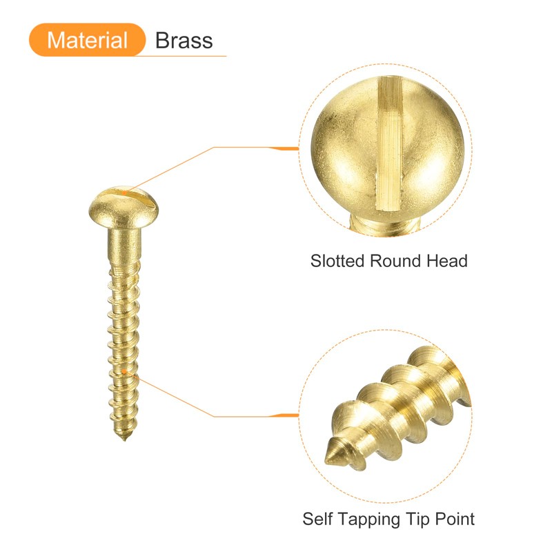 sourcing map Wood Screws M2 x 16mm Slotted Round Head