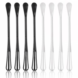 Pack of 8 Mini Whisks, Plastic Whisks Small with Mini Spoon, 2 in 1 Multifunctional Whisk Kitchen, Multifunctional Kitchen Whisk for Mixing, Stirring, Beating, Foaming Foam Stirring