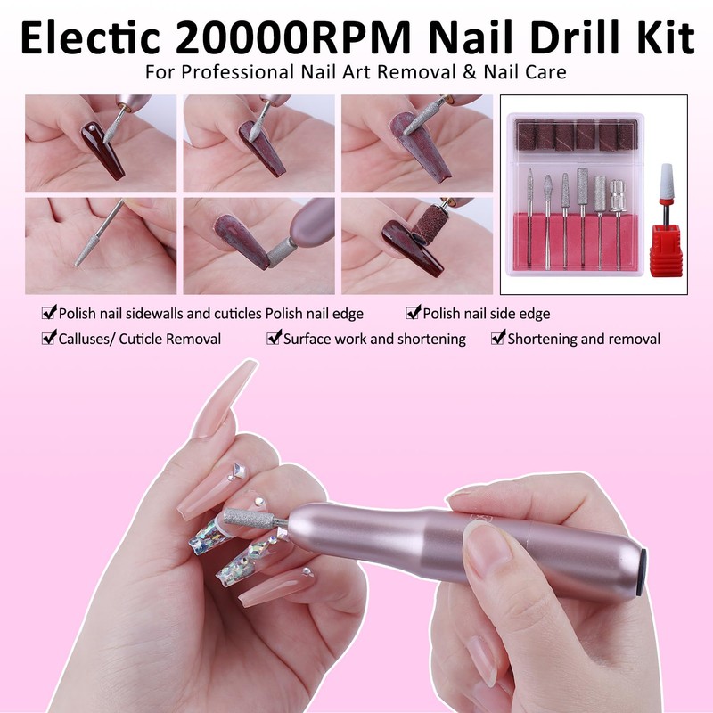 Acrylic Nail Kit with Drill: 20g Clear White Pink Acrylic