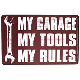 SUMIK My Garage My Tool My Rules, Metal Tin Sign, Vintage Poster Plaque Garage Home Wall Decor