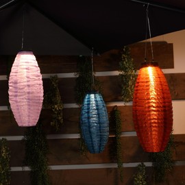NOMA Solar Mandarin Lantern, Long Oval, 20 cm - Colour May Vary (Pack of 1), Lilac/Blue/Burgundy