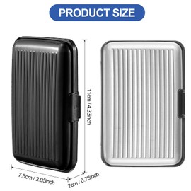 2 Pieces Credit Card Holder Slim Mini Credit Card Protector Metal ID Organizer Wallet Aluminum Business Card Case with 7 Slots for Women Men (Silver, Black)