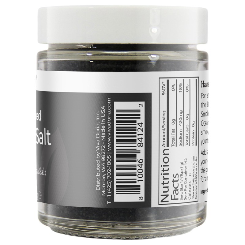 Viva Doria Hawaiian Smoked Black Lava Sea Salt, Fine Grain,