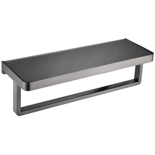 Lexora Home Bagno Bianca Stainless Steel Shelf with Towel Bar