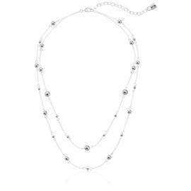 Chaps Women's Double Strand Bead Necklace, Silver