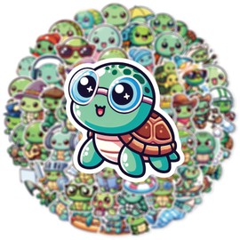 60 Pcs Silly Turtle Stickers for Boys Girls Children Teens,Cute Turtle Stickers for Laptop Water Bottles,Bicycle,Skateboard,Computer,Waterproof PVC Vinyl for Wall,Graffiti Sticker