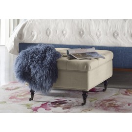 Serta Abbot Square Tufted Ottoman with Storage and Casters, Ivory Dream