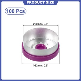 PATIKIL 20mm Flip Off Caps, 100 Pack Top Caps Flip Off Vial Seals Plastic-Aluminum Caps Cover for Glass Vials Bottles, Purple