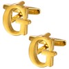 A-Z Initial Cufflink for Men, Classic 18k Gold Silver Black