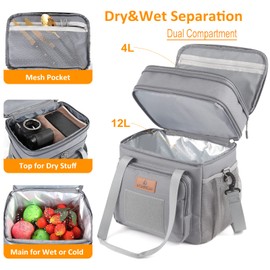 HSHRISH Expandable Large Tactical Lunch Box for Adults, Durable Insulated Lunch Bag with Lots of Storage Space, Cooler Bag for Men Women Work Outdoor Picnic Trips, 24 Cans/16 L