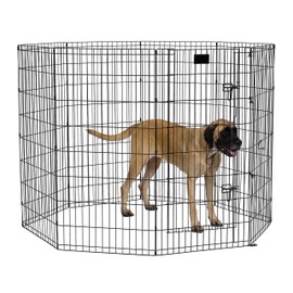 MidWest Homes for Pets Dog Exercise Pen & Playpen, 24" W x 48" H, with Door, Black