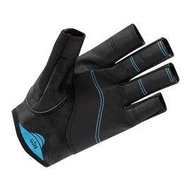 Gill Pro Sailing Gloves - Short Finger with 3/4 Length Fingers for Boating, Dinghy, SUP, Kayaking or Windsurfing (Black/Bluejay, M)
