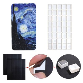Empty Watercolor Tins Paint Palette with 40Pcs Empty Half Pans Carrying Magnetic Squares - Starry Night by Vincent Van Gosh