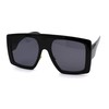 SA106 Retro Flat Top Oversize Rectangular Mobster Sunglasses All Black