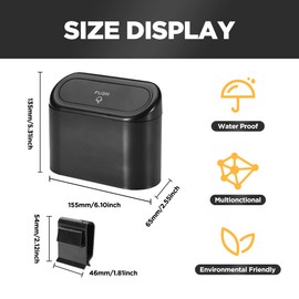 Flaconi Car Rubbish Bin, Car Gadgets, Car Organiser, Small Car Bin, Car Interior Accessories, Rubbish Bin Car with 40 Pieces Rubbish Bags, Car Rubbish Bin with Lid, Hanging Storage Box for Cars