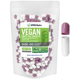 XPRS Nutra Size 00 Empty Capsules - 100 Count Empty Vegan Capsules - Vegetarian Empty Pills - DIY Vegetable Capsule Filling- Veggie Pill Caps (Lavender/White)