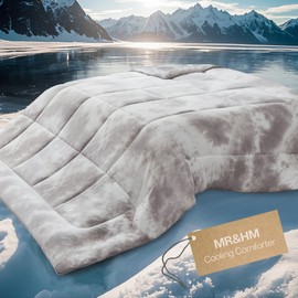 MR&HM Cooling Comforter Full/Queen Size, Double-Sided Cooling Blanket for Hot Sleepers, Silky Soft & Breathable Bedding for Night Sweats, All Season Comforter (90"x90", Tie-dye Silver)