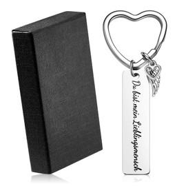 Favourite Person Keyring Heart Shaped Keyring Gift for Couple Boyfriend Girlfriend Funny Stainless Steel Keyring with Gift Box for Men Women Anniversary Birthday, silver