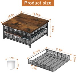 Coffee Pod Holder For Counter, Coffee Pod Drawer for K Cup Storage Drawer Holder, 72 Capacity Pods Storage Organizer Cups Capsule with Sliding Baskets for Coffee Station, Black