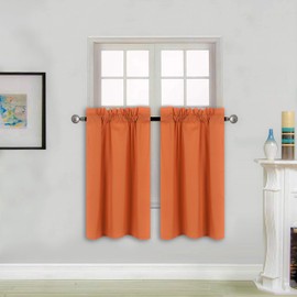 Home Collection Triple Weave Blackout Curtain Panel, 58W x 34L inches, 100% Light Blocking, Noise Reducing,Solid Color (Orange)