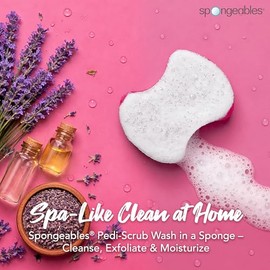 Spongables Pedi - Esponja de viaje exfoliante para pies de 5 unidades, lavanda, 6 unidades