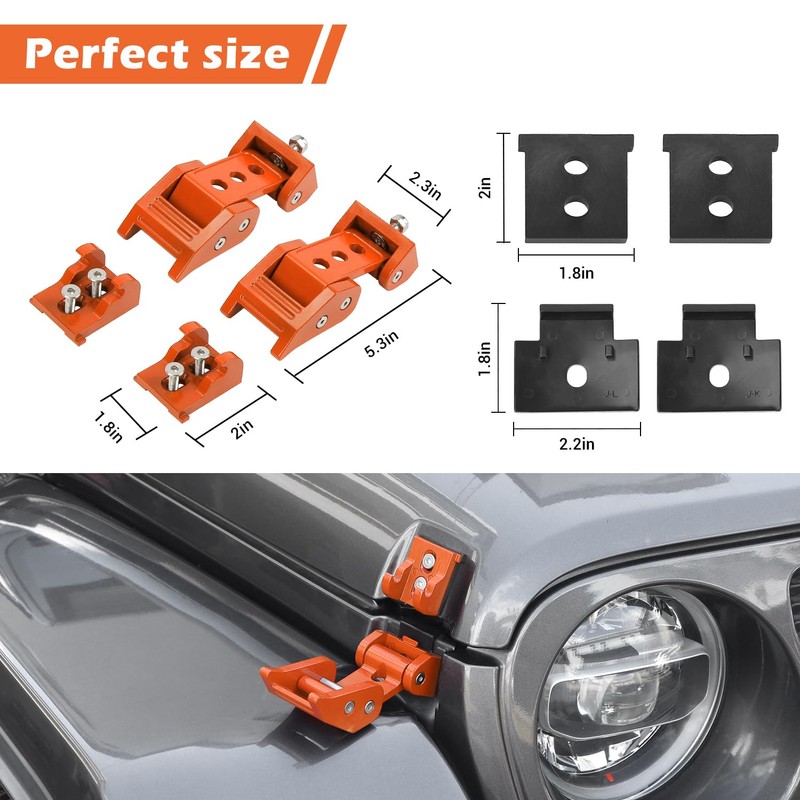 RT-TCZ for Wrangler Hood Latches Catch Kit Compatible with 2007-2025