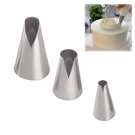 3 Pcs Piping Tips Set, V-Shaped Wave Nozzles for Pastry Decorating - Stainless Steel Kitchen Gadgets
