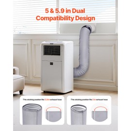 VEVOR Air Conditioner Hose Cover Wrap, Portable AC Hose Duct Vent Cover Sleeve, Insulation Sleeve for 5 & 5.9" Diameter Exhaust Hoses Tube, Easy Installation with 2 Adjustable Buckle Straps, Gray