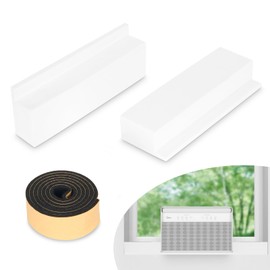 NEAGLORY Insulation Foam Block 2 Pack, for Window Air Conditioner Side with Foam Strip, Stop Cold Drafts Air Leak, Compatible with Midea and Danby Insulation Panels Window Seal Kit, White