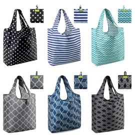 BeeGreen BeeGreen Shopping Bags For Groceries Foldable Reusable Grocery Bags Heavy Duty 6 Pack Cute Holiday Gift Bags Large Bags For Women Cloth Bags With Handles Polyester Tote bag Bulk Gifts