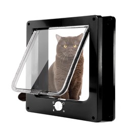 Large Cat Flap, 4-Way Magnetic Closure, Easy Installation Cat Door, Pet Door, Silent Manual Dog Flap, Pet Flap in Wall/Wooden Door/Upvc Inner Door (XL, Black)