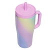 Corkcicle Cruiser Insulated Tumbler with Handle & Straw, Rainbow Unicorn,