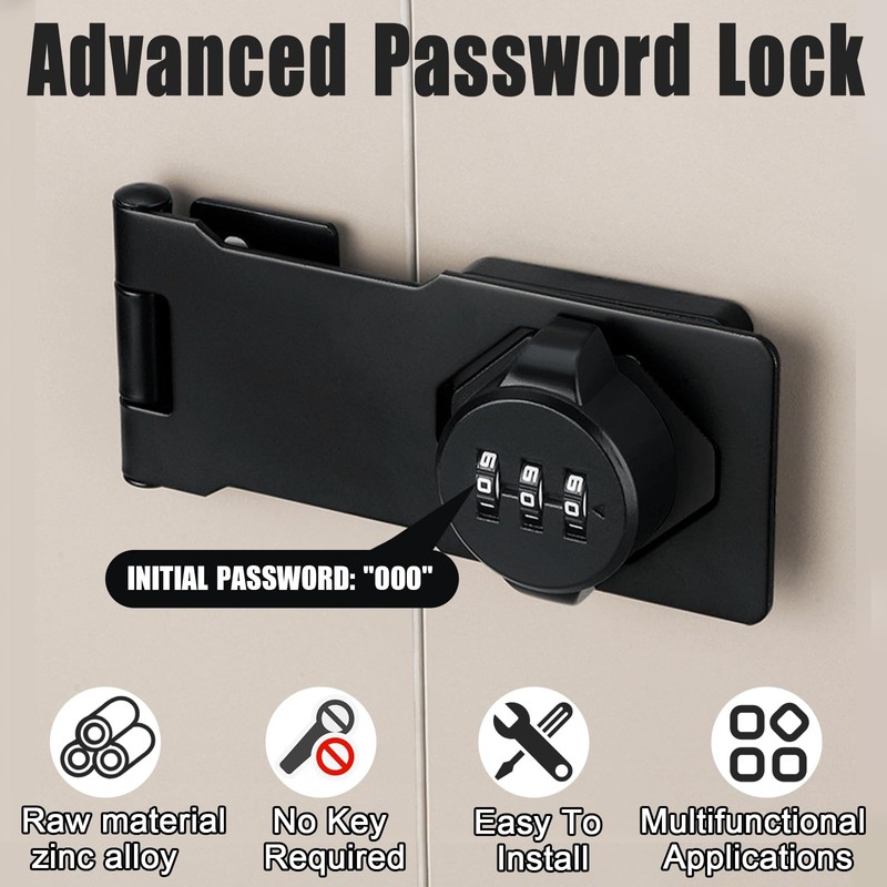 Erzekrim Hasp with Combination Lock 4.5 Inch Security Hasp with