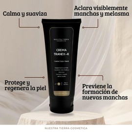 Nuestra Tierra Cosmetica Crema Tranex-K Despigmentante con Ácido Tranexámico, Kójico, Ferúlico y Melatonina, Crema Facial y Corporal Sin Aceites, pH 4.0, 100g
