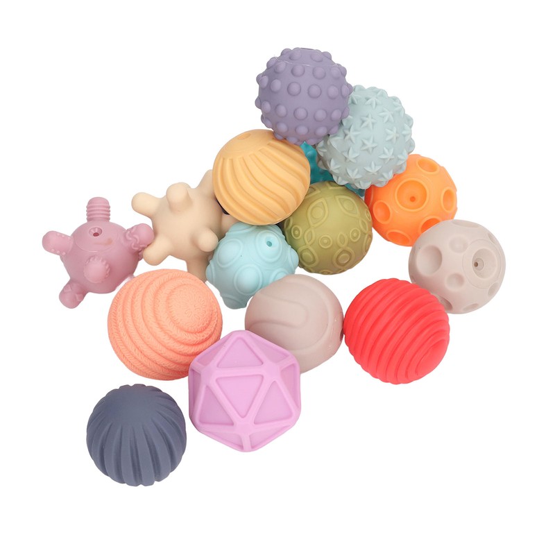 16PCS Baby Soft Textured Sensory Balls Toddlers Exploration Toys Sensory