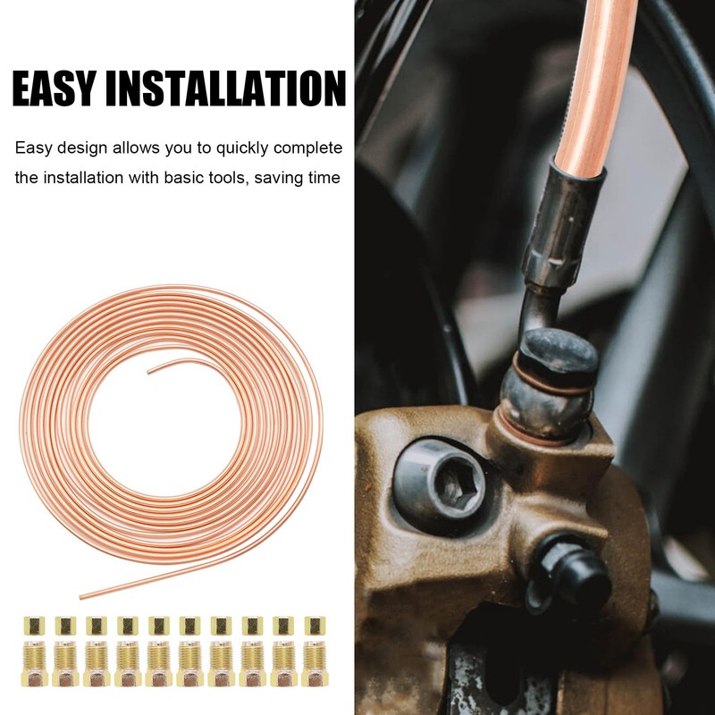 MospdyGear 25Ft 1/4" Diameter Brake Pipe Kit, Iron Plated Copper