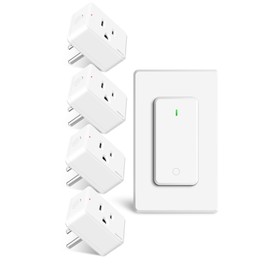 Remote Control Outlet,Greencycle 4 Remote Outlets and 1 Switch,Wireless Remote Control Outlet Plug,On/Off Light Switch Wall Mounted,500ft Range,15A 1500W for Household Appliances,No Wiring,White
