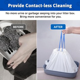 Inlisy Cat Litter Box Liners,120 Counts Drawstring Litter Box Liners Jumbo Cat Litter Box Liners, 5.5 Gallons Cat Litter Receptacles Waste Bags for Self Cleaning Litter Box - 26.5"x15.7"