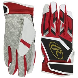Rawlings Baseball Adult Ambidextrous Millenia Batting Gloves Genuine Leather EBG22S01 Red/Black Size M