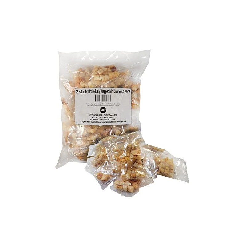 25 NatureJam Individually Wrapped Mini Croutons 0.25 OZ Crunchy &