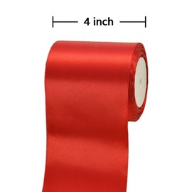 ZOOYOO 4 Inch x 24 Yards Red Thick Ribbon, Wide Satin Ribbon, Large Red Ribbon for Making Bow, Present Wrapping, Cuttings Ceremony, Wedding Chairs Pageant Sashes, Christmas Festival Decor