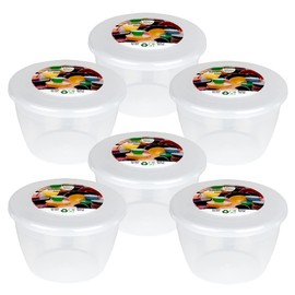 Just Pudding Basins Clear 1/2 Pint 280ml Basin Food Safe Plastic Bowls and Lids 6 Pack