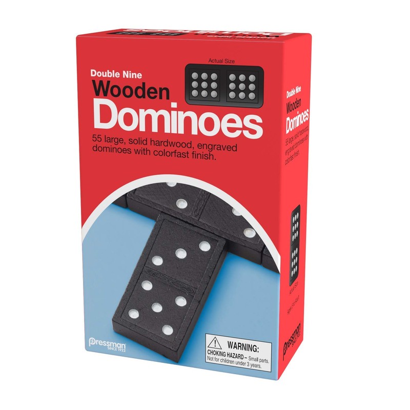 Pressman 1621-12 Double Nine Wooden Dominoes, 5"