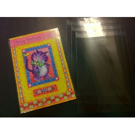 UNIQUEPACKING 100 Pcs 4 3/4 X 6 1/2 Clear A6 Card Resealable Cello/Cellophane Bags